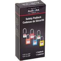 Aurora Tools SHC365 Lock for Lockouts, Safety Padlock, Keyed Different, Thermoplastic, 1-1/2" Width