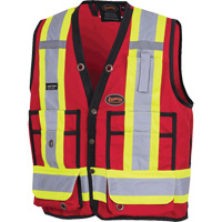 Pioneer V1010130-L 6683 Surveyor's Safety Vest, Red, Large, Polyester