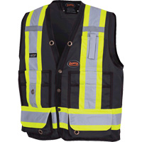 Pioneer V1010170-L 6692BK Surveyor's Safety Vest, Black, Large, Polyester