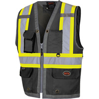 Mesh-Back Zip-Front Surveyor's Vest, Black, Large, Polyester, CSA Z96 Class 1 - Level 2  SHC636 | TENAQUIP