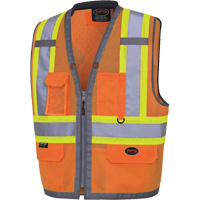 Pioneer V1010450-L 6674 Veste d'arpenteur en maille The Rock, Orange haute visibilit&eacute;, Grand, Polyester