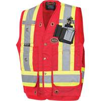 Pioneer V1010510-M 693 Surveyor/Supervisor's Vest, Red, Medium, Polyester