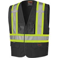 Pioneer V1021570-L/XL 135 Safety Vest with Adjustable Sides, Black, Large/X-Large, Polyester