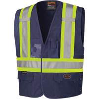 Pioneer V1021580-L/XL 134N Safety Vest with Adjustable Sides, Navy Blue, Large/X-Large, Polyester
