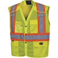 Pioneer V102196A-6/7XL 6939A Veste de s&eacute;curit&eacute; &agrave; &eacute;paulettes avec boutons-pression, Jaune lime haute visibilit&eacute;, 6T-Grand/7T-Grand, Polyester