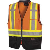 Pioneer V1024950-L/XL 6894 Veste de s&eacute;curit&eacute; bicolore &agrave; fermeture &agrave; glissi&egrave;re avant, Orange haute visibilit&eacute;, Grand/T-Grand, Polyester