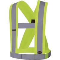 Pioneer V1040360-O/S 5492 Bretelles de s&eacute;curit&eacute; r&eacute;glable de 4" de large, R&eacute;pond ou surpasse la norme CSA Z96 classe 2 - niveau 2, Jaune lime haute visibilit&eacute;, Couleur r&eacute;fl&eacute;chissante Argent, Taille unique