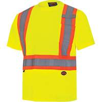 Pioneer V1051160-L 6991 Bird's-Eye Safety Shirt, Polyester, Large, High Visibility Lime-Yellow