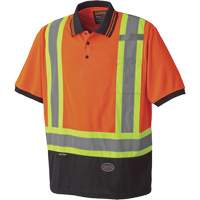 Pioneer V1051350-S 6986 Bird's-Eye Safety Polo Shirt, Polyester, Small, High Visibility Orange
