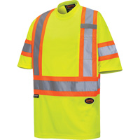 Pioneer V1052760-4XL 6971 Bird's-Eye Safety T-Shirt, Polyester, 4X-Large, High Visibility Lime-Yellow