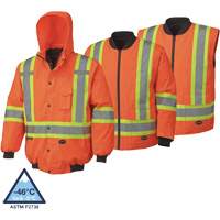 Pioneer V1120350-L 5022 Waterproof 7-in-1 Bomber Jacket, Polyester, High Visibility Orange, Large