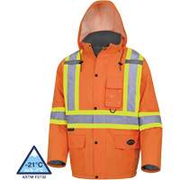 Pioneer V1150150-L 5030 Waterproof Quilted Safety Parka, High Visibility Orange, Large