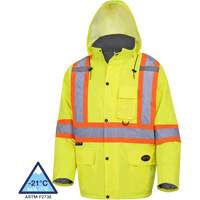 Pioneer V1150160-L 5031 Waterproof Quilted Safety Parka, High Visibility Lime-Yellow, Large