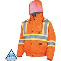Pioneer V1150250-L 5032 Waterproof Winter Quilted Safety Bomber Jacket, Polyester, High Visibility Orange, Large