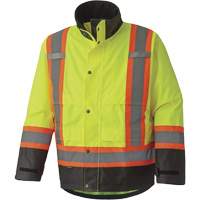 Pioneer V1200260-M 5401 Veste de s&eacute;curit&eacute; imperm&eacute;able 300D Trilobal antid&eacute;chirure, Polyester, Noir/Jaune lime haute visibilit&eacute;, Moyen