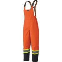 Pioneer V1200450-L 5404 300D Trilobal Ripstop Waterproof Bib Pants, Polyester, Large, Black/High Visibility Orange