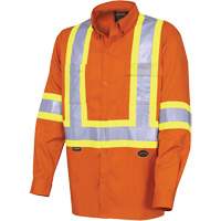 Pioneer V2120510-L 4441 Ultra-Cool Long-Sleeved Safety Shirt, Cotton, Large, High Visibility Orange