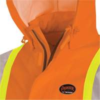 Pioneer V3520650-L 5880 Manteau de pluie ignifuge et protection contre les &eacute;clats d'arc &eacute;lectrique, Grand, Orange haute visibilit&eacute;, 10 cal/cm²