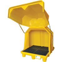 Ultratech 1081 P4 Gull Wing Ultra-Hard Top Spill Pallet avec drain, 64,5" lo x 57" la x 54" h, Capacit&eacute; de charge 6000 lb