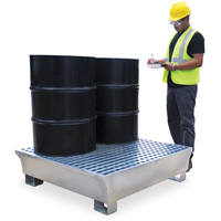 Ultratech 1182 Ultra-Spill Pallet en acier, 4 barils, Capacit&eacute; de d&eacute;versement 68 gal. US, 49,1" x 47,1" x 10,9"