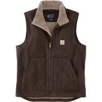 Carhartt 104277-DKBMREG Loose-Fit Washed Duck Sherpa-Lined Mock-Neck Vest, Men's, Medium, Brown