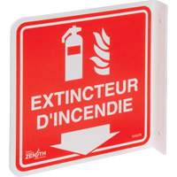 Produits de sécurité Zenith SHG576 Enseigne &agrave; projection sur 90° Extincteur d'incendie, 8" x 8", Plastique, Français avec pictogramme