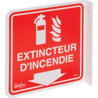 90° Projecting "Extincteur d'Incendie" Sign, 8" x 8", Plastic, French with Pictogram SHG576 | TENAQUIP