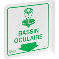 Produits de sécurité Zenith SHG579 Enseigne &agrave; projection sur 90°  Bassin Oculaire , 8" x 8", Plastique, Français avec pictogramme