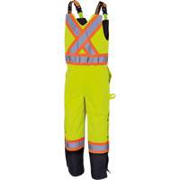 Pioneer V1120661-XXS 5041BB Pantalon &agrave; bavette matelass&eacute;e imperm&eacute;able, Polyester, 2T-petit, Noir/Jaune lime haute visibilit&eacute;