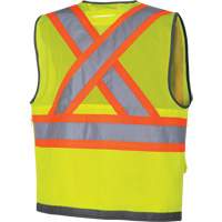 Pioneer V1010260-5XL 6673 Mesh-Back Zip-Front Surveyor's Vest, High Visibility Lime-Yellow, 5X-Large, Polyester