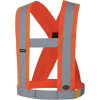 Pioneer V1040450-O/S 5491 High-Visibility 4" Wide Adjustable Safety Sash, Meets/Exceeds CSA Z96 Class 2 - Level 2, High Visibility Orange, Silver Reflective Colour, One Size
