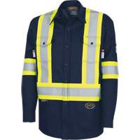 Pioneer V2541440-L 7742SF FR-TECH&reg; High-Visibility 88/12 Arc-Rated Safety Shirt, Large, Navy Blue
