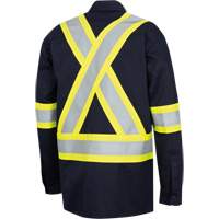 Pioneer V2541440-L 7742SF FR-TECH&reg; High-Visibility 88/12 Arc-Rated Safety Shirt, Large, Navy Blue