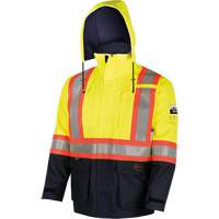 Pioneer V2590160-S 4485 Manteau de s&eacute;curit&eacute; Defender antistatique/ignifuge/anti-arc &eacute;lectrique en trilamin&eacute;, Petit, Noir/Jaune haute visibilit&eacute;, 11 cal/cm²