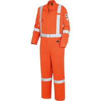 Pioneer V2540950A-42 7708A "The Rock" FR-Tech&reg; High Visibility FR/Arc Rated Coveralls, Size 42, High Visibility Orange, 10 cal/cm²