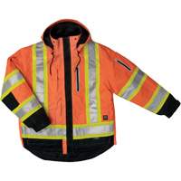 Tough Duck S18711-FLOR-L Manteau de s&eacute;curit&eacute; 4-en-1 en tissu ind&eacute;chirable, Polyester, Orange haute visibilit&eacute;, Grand