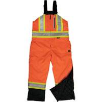 Tough Duck S87611-FLOR-L Ripstop Insulated Safety Bib Overall, Polyester, Large, High Visibility Orange