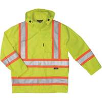 Tough Duck S37221-FLGR-3XL Ripstop Safety Rain Jacket, Polyester, 3X-Large, High Visibility Lime-Yellow