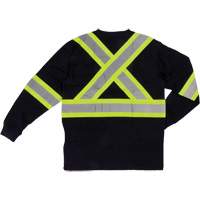 Tough Duck ST211-BLACK-L Long Sleeve Safety T-Shirt, Cotton, Large, Black