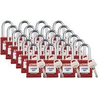 Brady 153469 Velocity Lockout Padlocks, Red, Keyed Different, Nylon, 1-1/2" Width