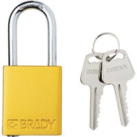 Brady 153738 Velocity Lockout Padlock, Yellow, Keyed Different, Aluminum, 1-1/2" Width