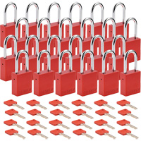 Brady 153754 Velocity Lockout Padlocks, Red, Keyed Different, Aluminum, 1-1/2" Width