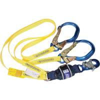 3M DBI Sala Fall Protection 1246160C EZ-Stop Shock Absorbing Lanyard, 6', Rebar Hook Center, Snap Hook Leg Ends