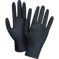 Produits de sécurité Zenith SHJ692 Gants d'examen de poids lourd &agrave; prise tactile, T-Grand, Nitrile, 8 mils, Sans poudre, Noir