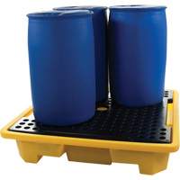 Produits de sécurité Zenith SHK131 Palette de d&eacute;versements pour quatre barils, Capacit&eacute; de d&eacute;versement 66 gal. US, 57,5" x 57,5" x 12"