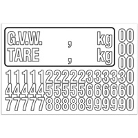  SHK167 G.V.W. Truck Number Kit, Assorted Numbers/Letters/Punctuation, White