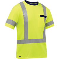 PIP Global Safety PC313M1118X-LY/4XL Chemise &agrave; manches courtes et X au dos Bisley, Poly-coton, 4T-Grand, Jaune lime haute visibilit&eacute;