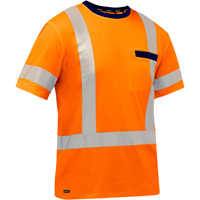 PIP Global Safety PC313M1118X-OR/5XL Bisley&reg; X-Back Short Sleeve Shirt, Poly-Cotton, 5X-Large, High Visibility Orange