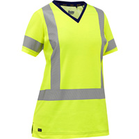 PIP Global Safety PC313W1118X-LY/3XL Bisley&reg; Women's X-Back Short Sleeve Shirt, Poly-Cotton, 3X-Large, High Visibility Lime-Yellow