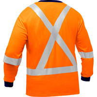 PIP Global Safety PC313M6118X-OR/5XL Bisley&reg; X-Back Long Sleeve Shirt, Poly-Cotton, 5X-Large, High Visibility Orange
